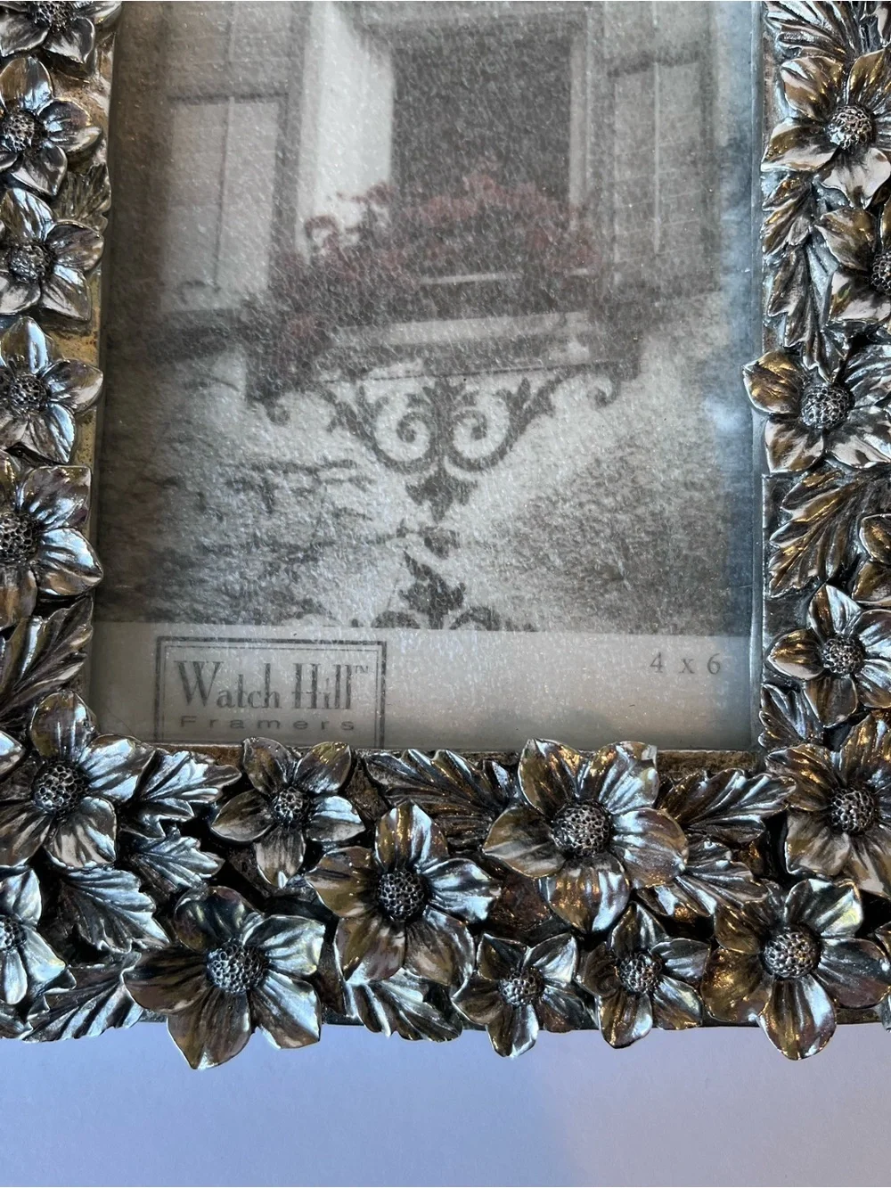 Watch Hill Farmers Ornate Silver Flower Picture Frame